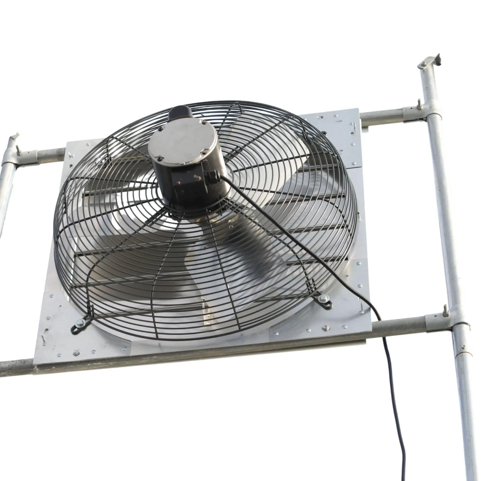Aluminum shutter-mount greenhouse exhaust fan