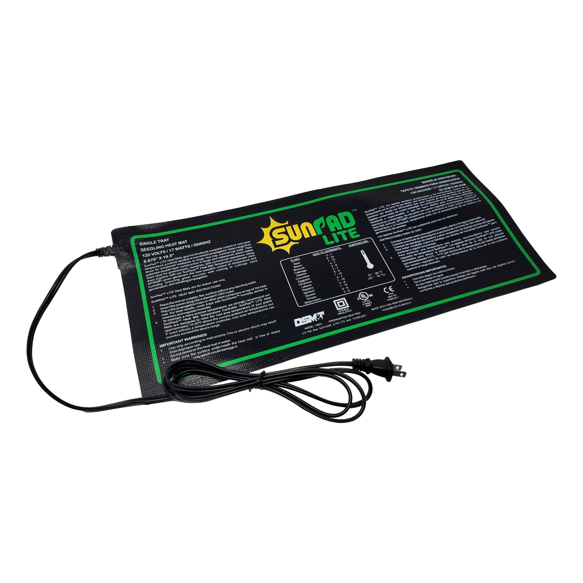 Black seedling heat mat sized for propagation trays